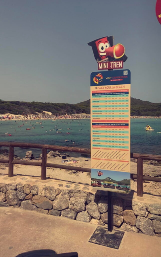 Mini train Capdepera Beach route stop (1)